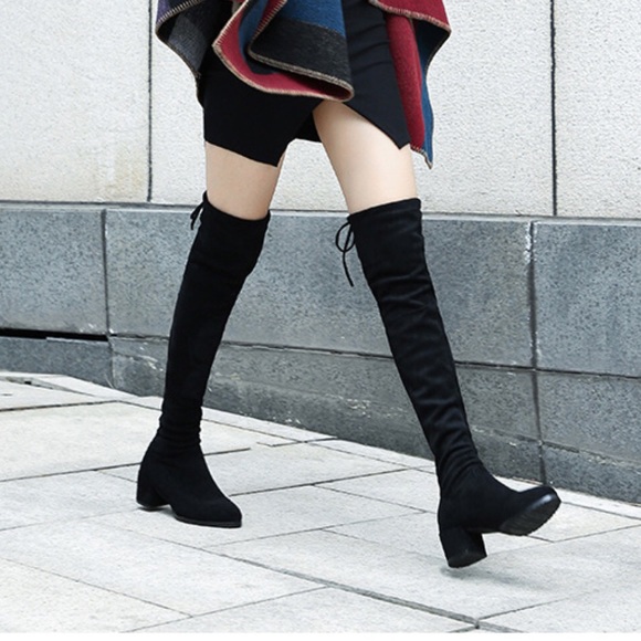 PREORDER! Over The Knee Vegan Suede Boots - Picture 7 of 8